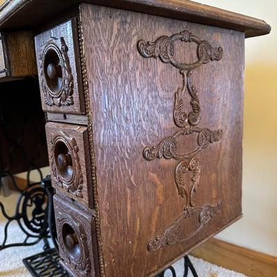 Antique Wood Singer Sewing Machine Table