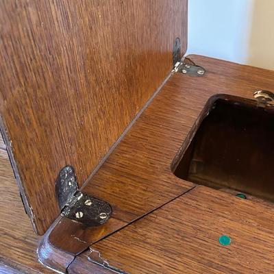 Antique Wood Singer Sewing Machine Table