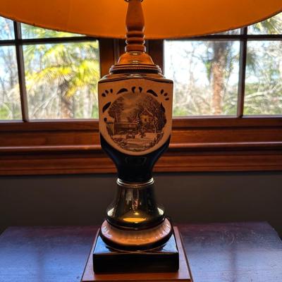 Vintage Winter Portrait Table Lamp