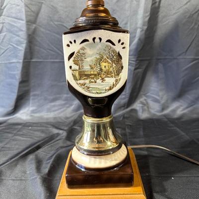 Vintage Winter Portrait Table Lamp