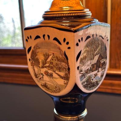 Vintage Winter Portrait Table Lamp