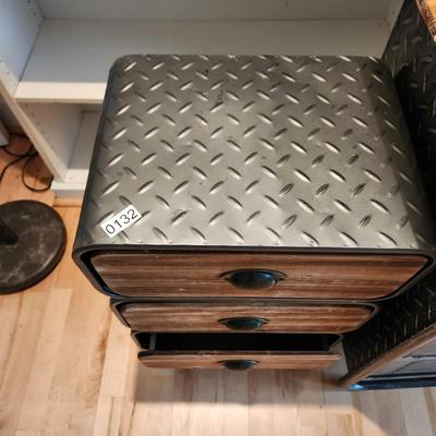 Steam Punk Style Metal & Wood 3 drawer Desk w 3 Drawer Storage Cabinet