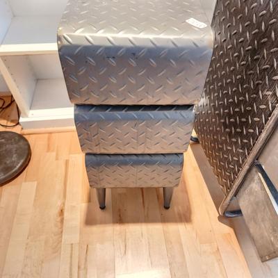 Steam Punk Style Metal & Wood 3 drawer Desk w 3 Drawer Storage Cabinet
