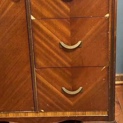 Vintage Art Deco Style Wood Wardrobe Dresser