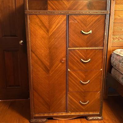 Vintage Art Deco Style Wood Wardrobe Dresser