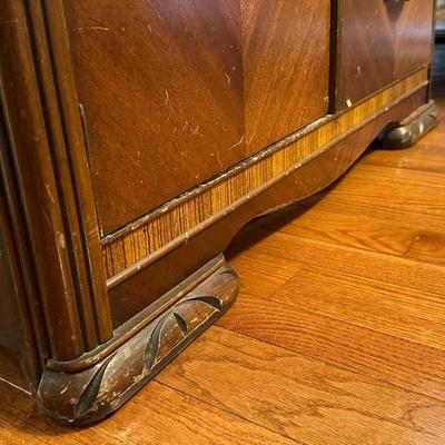 Vintage Art Deco Style Wood Wardrobe Dresser