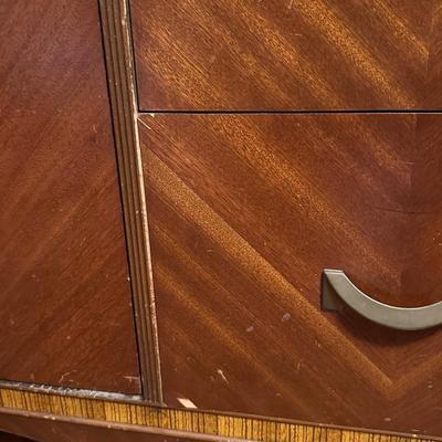 Vintage Art Deco Style Wood Wardrobe Dresser