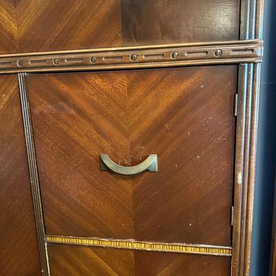 Vintage Art Deco Style Wood Wardrobe Dresser