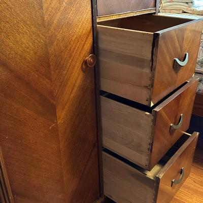 Vintage Art Deco Style Wood Wardrobe Dresser