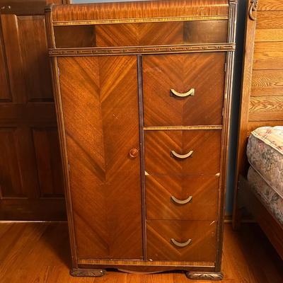 Vintage Art Deco Style Wood Wardrobe Dresser