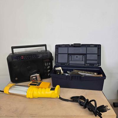1169 Super Radio & Miscellaneous Tool Lot With Shoplight