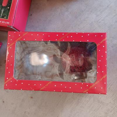 DILLARD'S RED CHILI PEPPERS, SANTAS BOOTS AND BANDANA ORNAMENTS