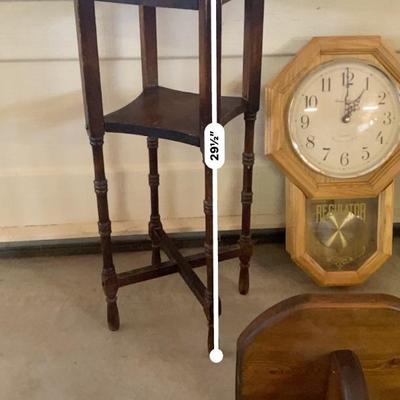 ENAMELWARE PONTIAC ASHTRAY, REGULATOR WALL CLOCK, MIRROR AND SOME OTHER WOODEN ITEMS
