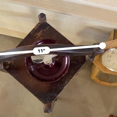 ENAMELWARE PONTIAC ASHTRAY, REGULATOR WALL CLOCK, MIRROR AND SOME OTHER WOODEN ITEMS