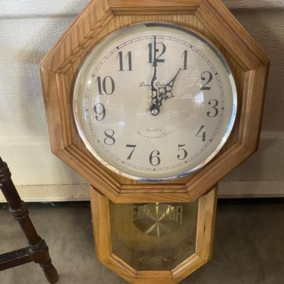 ENAMELWARE PONTIAC ASHTRAY, REGULATOR WALL CLOCK, MIRROR AND SOME OTHER WOODEN ITEMS