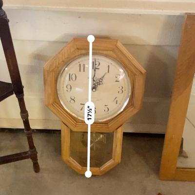 ENAMELWARE PONTIAC ASHTRAY, REGULATOR WALL CLOCK, MIRROR AND SOME OTHER WOODEN ITEMS