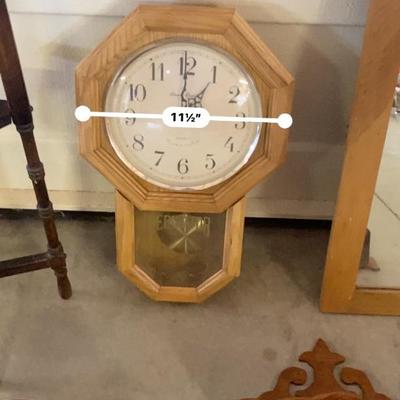 ENAMELWARE PONTIAC ASHTRAY, REGULATOR WALL CLOCK, MIRROR AND SOME OTHER WOODEN ITEMS