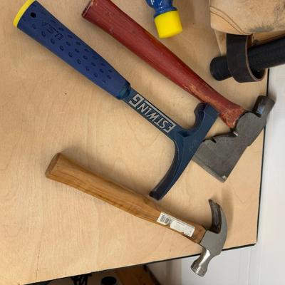 1179 Tool Pouch With Hand Tools, Gloves, Rip Claw Hammer & Hatchet