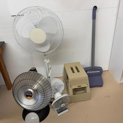 1186 Fans, Heater, Step Stool & Broom Set