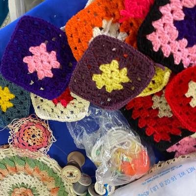 PREASSEMBLED SQUARES TO BUILD AN AFGHAN, A CROCHETED DOILY AND MORE!