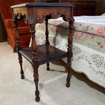 LOT 4 B: Vintage French 2 Tier Side Table & Matching Headboard