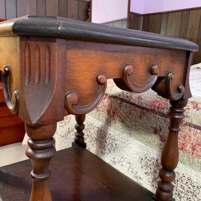 LOT 4 B: Vintage French 2 Tier Side Table & Matching Headboard