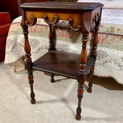 LOT 4 B: Vintage French 2 Tier Side Table & Matching Headboard