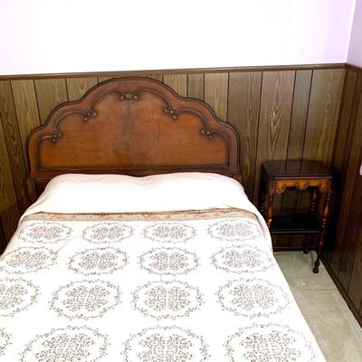 LOT 4 B: Vintage French 2 Tier Side Table & Matching Headboard