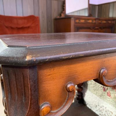 LOT 4 B: Vintage French 2 Tier Side Table & Matching Headboard