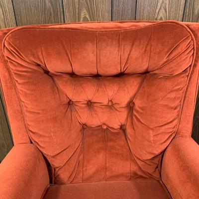 LOT 5 B: Sears Orange Velvet Rocker Swivel Lounge Chair