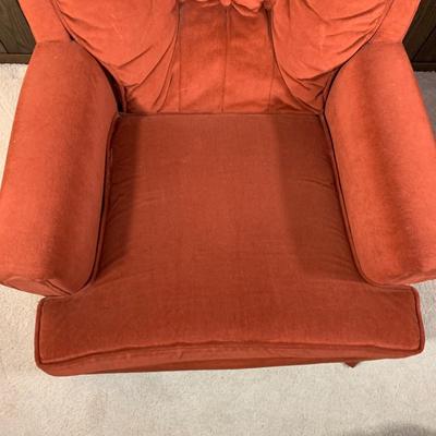 LOT 5 B: Sears Orange Velvet Rocker Swivel Lounge Chair
