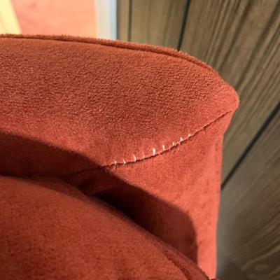 LOT 5 B: Sears Orange Velvet Rocker Swivel Lounge Chair