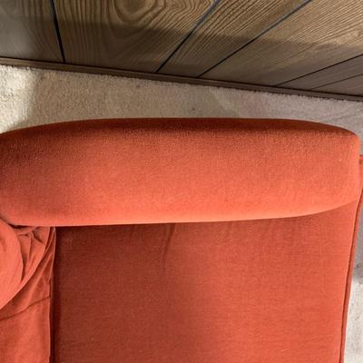LOT 5 B: Sears Orange Velvet Rocker Swivel Lounge Chair