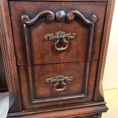 LOT 6 B: Vintage / Antique French 6 Drawer Vanity w/ Floral Embroidered Stool