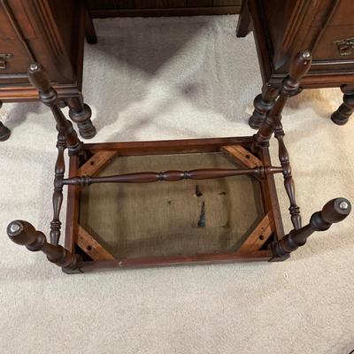 LOT 6 B: Vintage / Antique French 6 Drawer Vanity w/ Floral Embroidered Stool