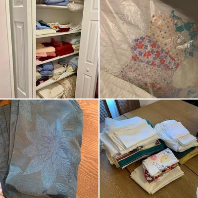 LOT 9 H: Linen Closet Clear Out! Blankets, Towels, Tablecloths & More