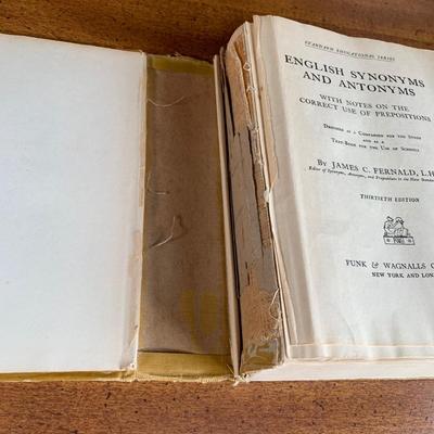 LOT 13 O: Antique & Vintage Book Collection: 1914 "English Synonyms Antonyms And Prepositions" by James C Fernald, 1888...