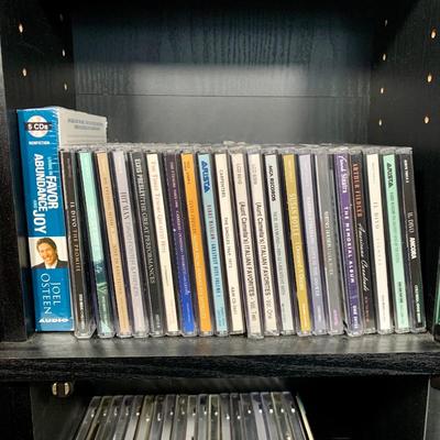 LOT 17 O: Atlantic CD/DVD 4 Tier Glass Door Front Shelving Unit w/ CD's: Neil Diamond "Up On The Roof", Elvis Presley The...