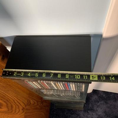 LOT 17 O: Atlantic CD/DVD 4 Tier Glass Door Front Shelving Unit w/ CD's: Neil Diamond "Up On The Roof", Elvis Presley The...