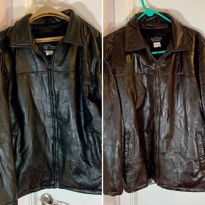 LOT 20 H: 2 Haband Executive Division Size Large Leather Jackets Black & Brown