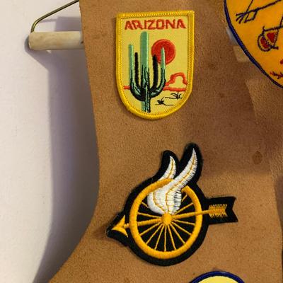 LOT 22 H: YMCA Father & Son Y-Indian Guides Leather Vests w/ Patches