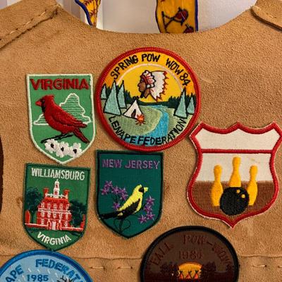 LOT 22 H: YMCA Father & Son Y-Indian Guides Leather Vests w/ Patches