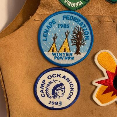 LOT 22 H: YMCA Father & Son Y-Indian Guides Leather Vests w/ Patches