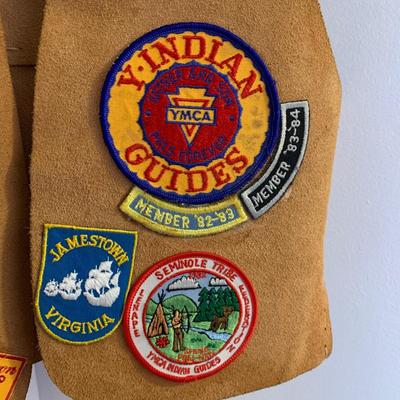 LOT 22 H: YMCA Father & Son Y-Indian Guides Leather Vests w/ Patches