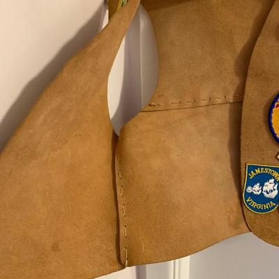 LOT 22 H: YMCA Father & Son Y-Indian Guides Leather Vests w/ Patches