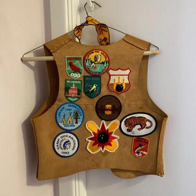 LOT 22 H: YMCA Father & Son Y-Indian Guides Leather Vests w/ Patches