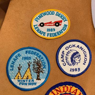 LOT 22 H: YMCA Father & Son Y-Indian Guides Leather Vests w/ Patches