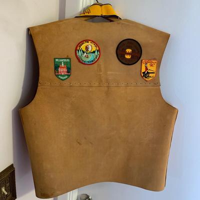 LOT 22 H: YMCA Father & Son Y-Indian Guides Leather Vests w/ Patches