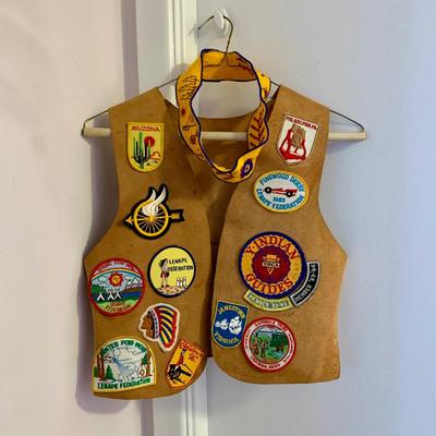 LOT 22 H: YMCA Father & Son Y-Indian Guides Leather Vests w/ Patches