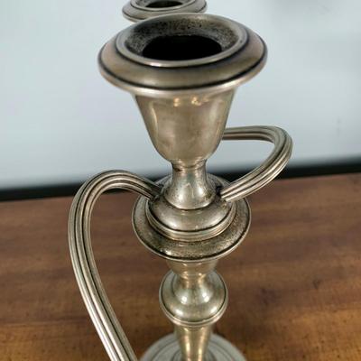 LOT 23 H: Matching Gorham Sterling Silver Weighted 3 Arm Candelabras 808/1